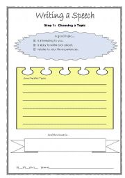 English Worksheet: 3 Steps to Writing a Speech or Essay