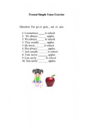 English worksheet: present Simple tense 
