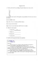 English Worksheet: Diagnostic Test