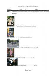 English Worksheet: Prepositions of Movement