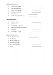 English Worksheet: Find somebody who...