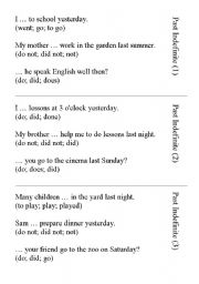 English worksheet:  Indefinite Tenses