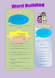 English worksheet: word building