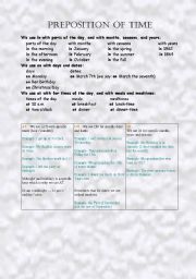 English worksheet: prepositions of time