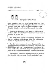 English Worksheet: Footprints on the moon