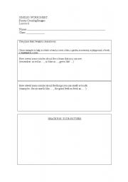 English worksheet: Children develop similes