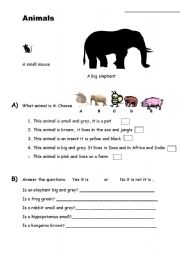 English worksheet: Animals big or small