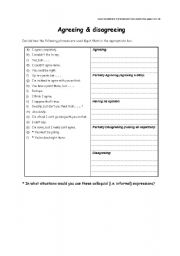 English Worksheet: Agreeing and Disagreeing