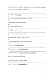 English Worksheet: Making questions to given answers