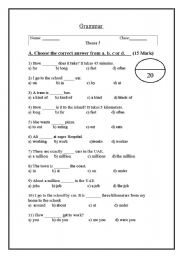 English Worksheet: Grammar test