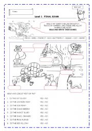 TEST - Final exam  for very young kids!!!  - 3 pages - EDITABLE - B&W