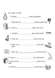 English Worksheet: some or any