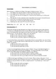 English worksheet: processing activities