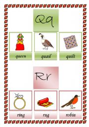 English Worksheet: picture dictionary (q and r) 2 pages