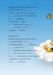 English Worksheet: do does am is are