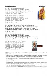 English worksheet: ANASTACIA / Left outside alone