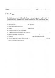 English worksheet: Telephone Vocabulary