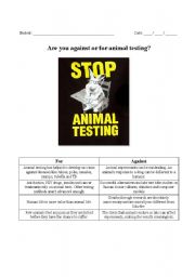 Are you against or for animal testing?