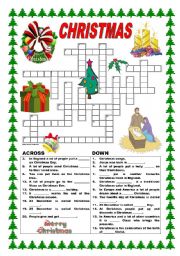 English Worksheet: Christmas crossword