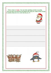 English Worksheet: writing a letter to santa