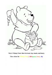 English Worksheet: The whinny pooh and colours