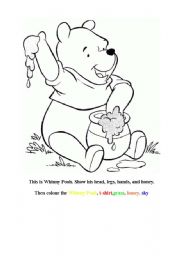 English worksheet: The whinny pooh and colours