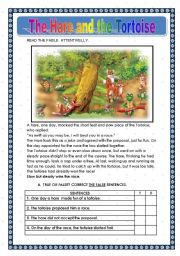 English Worksheet: THE HARE AND THE TORTOISE