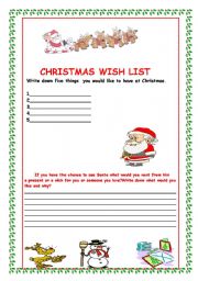 English Worksheet: christmas wish list