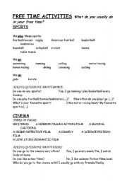 English worksheet: free time activities