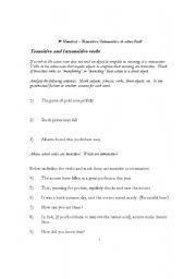 English Worksheet: Transitive & intransitive