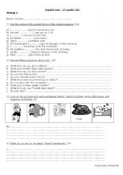 English Worksheet: Simple Present Test