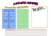 English Worksheet: Fantastic monster- Review parts of the body