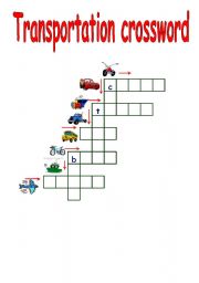 English Worksheet: transportation crossword