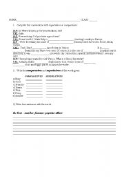 English worksheet: Superlatives and Comparitives