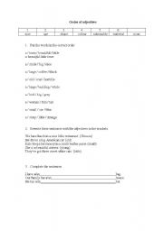 English Worksheet: order of adjectives