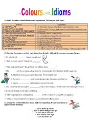 English Worksheet: Colours- Idioms