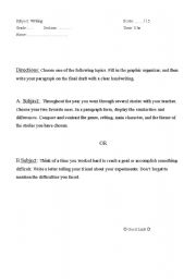 English worksheet: writing Test