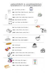 English Worksheet: Quantity & Containers