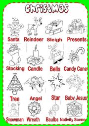 English Worksheet: Christmas Pictionary