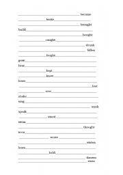 English worksheet: irregular verbs