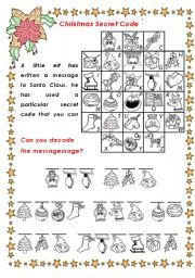 English Worksheet: Christmas Secret Code