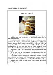 English Worksheet: Michaels job