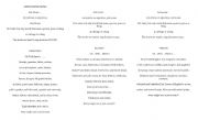 English Worksheet: Just Nouns Song Lyrics
