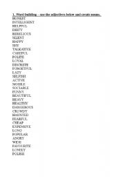 English worksheet: Wordbuilding - nouns