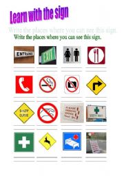 English Worksheet: learn with the signs