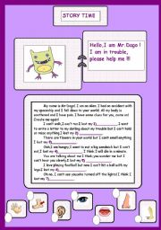 English Worksheet: A STORY - BODY PARTS -