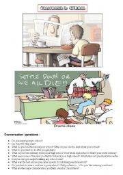 English Worksheet: HANDY THEMATIC COLLECTION of cartoons, vocabulary, conversation questions and essay topics Part 3 - SCHOOL