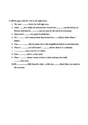 English Worksheet: Tenses Exercises 