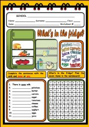 English Worksheet: WHATS IN THE FRIDGE?