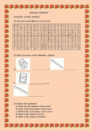 English worksheet: SCHOOL OBJECTS AND SEASON OF THE YEAR